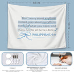 LIANGW Blue Bible Verses Christian Tapestry, Based Blue Room Decor Aesthetic, Inspirational Christian Tapestry for Women, Bible Bow Aesthetic for Girls Bedroom for Dorm Room 50x60 Inch
