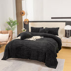 YUSOKI Queen Size Blanket Single Layer,Weight(4.4lb),370GMS-3D Stylish Design for Gift Home Decor (Black,90"x90")