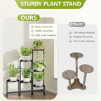 6 Tier Plant Stand Indoor, Tiered Plant Stand Outdoor for Multiple Plants, Corner Plant Shelf for Patio Balcony Porch Garden Living Room House, Black
