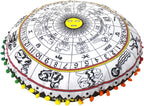 CRAFT KALA 22" Bohemian Floor Pillow Pouf Cover Mandala Boho Large Round Meditation Room Pillow Covers for Adults Seating Poufs Cushion Cover for Kids Playroom Yellow and White Zodiac