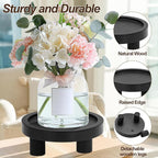 3 Pcs Wood Plant Stand Indoor Outdoor, Wooden Stool Display Stand 5/6/8" Round Riser Flower Pot Holder with Raised Edge Small Planter Tray Modern Potter Decorative for Garden Desktop Home Table Counter Room (Black)