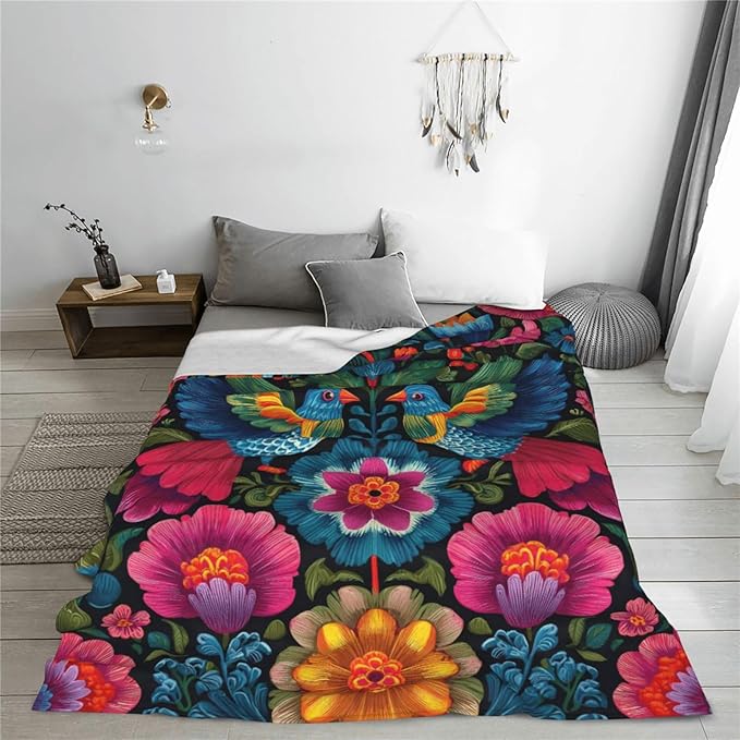 Mexico Bird Throw Blanket Soft Flannel Blanket 60"x50" in Bed Blanket Home Decor for Room Sofa Couch All Season