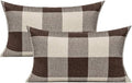VAKADO 12x20 Inch Set of 2 Buffalo Plaids Decorative Throw Pillow Cases Farmhouse Retro Checkers Lumbar Rectangle Cushion Covers Home Decor for Sofa Couch, Brown/Coffee