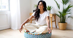 CRAFT KALA Green Ombre Large Hippie Mandala Meditation Floor Ottoman Pillow Cushion Pouf Cover Square Poufs Bohemian Circle Floor Cushion Case Outdoor Fireplace Yoga Living Room Decor Cover 24" Round