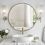 WallBeyond Round Wall Mirror 28 inch Black Large Circle Mirror for Bathroom with Metal Framed, Round Black Mirror for Wall Decor, Vanity, Entryway Living Room