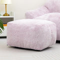 HollyHOME 15"(H) Bean Bag Ottoman Pouf, 6.6LB Memory Foam Filled Footstool for Sofa, Accent Stuffed Footrest Stool with Washable Cover, Single Footrest Stool for Living Room, Bedroom, Purple&Grey