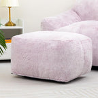 HollyHOME 15"(H) Bean Bag Ottoman Pouf, 6.6LB Memory Foam Filled Footstool for Sofa, Accent Stuffed Footrest Stool with Washable Cover, Single Footrest Stool for Living Room, Bedroom, Purple&Grey