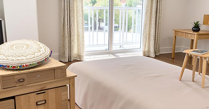 CRAFT KALA 22" Round Mandala Boho Pillow Cover Meditation Room Seating Poufs Cover for Living Room Yoga Room Home Bedroom Balcony Garden Party Decoration Cotton Floor Cushion Cover (White Gold Ombre)