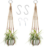 Augshy 2 Pcs Plant Hangers Hanging Plant Holder for Indoor Outdoor Decor Macrame Hanging Planter Basket with 4 Hooks(35 Inch)