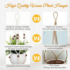 35 Inch Macrame Plant Hanger, Large for up to 15 Inch Pot Extra Long Hanging Planter Holder Basket with Wood Beads for Indoor Outdoor Home Decor (Ivory, 2-Pack)