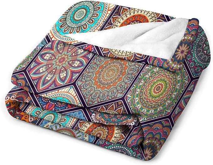 Vintage Boho Floral Throw Blanket Bohemian Flower Patterned Blanket for Sofa Bed Couch Chair Or Dorm 30"x40"