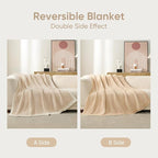 Snuggle Sac Fluffy Bedding Blanket Twin Size, Soft Luxurious Knit Throws, Fuzzy Microfiber Blankets for Couch, Sofa, Bed, Cream Beige, 60x80 inches