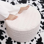 Asuprui Round Footstool Ottoman, 20x14 Inches Multi-Functional Modern Foot Stool,Floor Poufs, Sofa Footrest Extra Seating for Living Room, Entryway, Hallways and Bedrooms (Ivory)