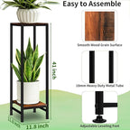 41" Tall Plant Stand Indoor, 2 Tier Plant stands for Indoor Outdoor Plants, Heavy Duty Flower Stand Metal Pedestal Stand Modern Display Rack for Living Room, Brown