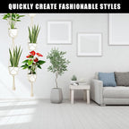 6Pcs White Macrame Plant Hanger Set Different Tiers Hanging Plant Holders Indoor Plant Hangers from Ceiling Hanging Planter Basket Cotton Rope with S Hooks and Hook Nails Boho Home Decor