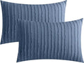 JELLYMONI Pillowcases Standard Size Blue 2 Pack Boho Striped Bed Pillow Covers 20x26in Polyester Envelope Pillow Shams Tufted Bohemian Textured (Pillows are not Included)