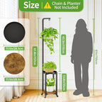 KMOTASUO Black 2 Tier 61.5 Inch Plant Stand Indoor with Hanging Ring, Tall Large Heavy Duty Metal Vertical Rack for Multiple Planter, Sturdy Rustic Corner Flower Shelf Holder Organizer for House Patio