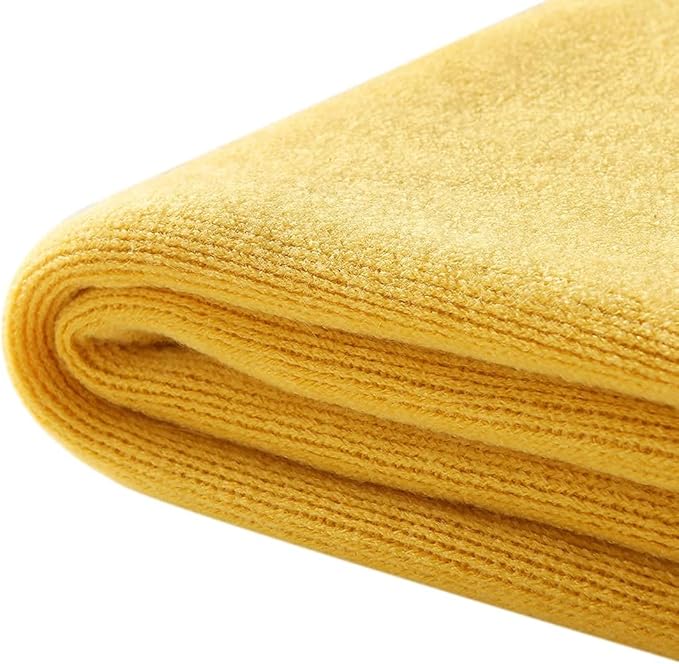 Homiest Decorative Knitted Throw Blanket with Fringe, Lightweight Acrylic Knit, Soft & Cozy Tassel Blanket for Couch, Sofa, Bed (Yellow, 60 x 80 Inch)