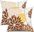 DFXSZ Rust and Brown Floral Pillow Covers 18x18 Set of 2 Outdoor Waterproof White Colored Decorative Summer Polyester Pillowcases Decor for Couch Patio Funiture Garden Porch 011K18