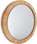 Rutledge & King Round Rattan Mirror - Boho Decorative Wall Mirror - 22" Dia.
