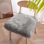 Softlife Grey Faux Fur Sheepskin Chair Cover 2 PCs Seat Cushion Pad Super Soft Area Rugs for Living Bedroom Sofa Dorm (1.6ft x 1.6ft)