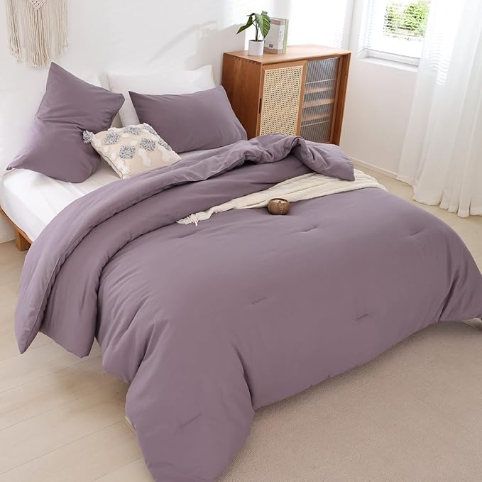 ROSGONIA Dusty Purple Twin/Twin XL Comforter Set for Boys Girls, 1 Comforter & 1 Pillowcase, Lightweight Kids Comforter Sets All Season Dorm Bedding