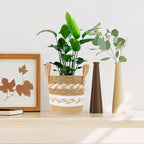 Happyyami Woven Seagrass Plant Basket Planter for Indoor Plants, Large Handwoven Straw Planter with Liner, Floor Storage Basket for Home and Garden Decor