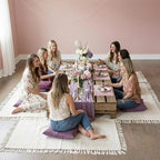8 Pcs Outdoor Picnic Blanket 35"x35" Boho Blanket Woven Cotton Yarn Portable Mat Plaid with Fringe Washable for Picnic Party Camping Beach Travel Lawn Indoor Bohemia Decor (White)