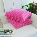 JOJUSIS Pack of 2 Faux Fur Plush Decorative Throw Pillow Covers Couch Cushion Case Soft Pillowcases (Hot Pink, 20 x 20-Inch)