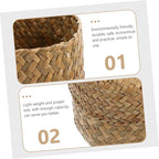 PRETYZOOM Woven Flower Basket with Lid Handmade Mini Storage Container for Sundries Seagrass Decorative Box for Home Parties and Flower Shops