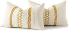 MIULEE Set of 2 Mustard Yellow Boho Decorative Lumbar Pillow Covers 12x20 Inch Farmhouse Rustic Couch Throw Pillows Modern Cotton Cushion Covers Retro Macrame Woven Spring Decor for Bed Sofa Chair