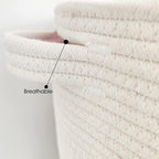 Large Storage Basket with Lid 60L, 16"Wx18"H Woven Laundry Hamper Basket with Handle, Room Decor Cotton Rope Wicker Basket Toy Organizer Bins for Clothes Blankets Pillows, Beige/White Mix includes Lid