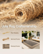 LUMI 8x10 Jute Area Rug for Living Room, Natural Handwoven Rugs Non Slip, Farmhouse Braided Carpets No Shedding for High Traffic, Dining Room, Indoor, Outdoor, Patio