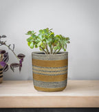 Sturdy Jute Planter Basket Modern Woven Basket for 8" Floor Indoor Planters, 10” x 10” Storage Organizer Basket Home Decor, Boho Chic Storage Earth-Friendly Planter (10x10 Inches, Multi Strip)