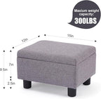 Small Foot Stool Under Desk Foot Stools Ottoman Footstool Foot Stools Small Footstools Foot Stool for Living Room Foot Rest 15" W x 12" D x 9.5" H Linen Dark Grey