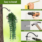 FEED GARDEN 2 Pack 12 Inch Hanging Plant Bracket Wall Hooks Decorative Plant Hangers for Outdoor Hanging Bird Feeders, Wind Chimes, Plant Baskets, Black