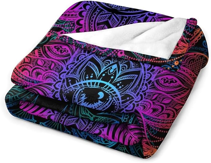 Mandala Boho Throw Blanket Colorful Floral Bohemian Blanket for Sofa Bed Couch Chair Or Dorm 70"x80"