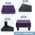 Poofzy Small Foot Stool Ottoman, Velvet Ottoman Foot Rest with Legs, Rectangle Foot Rest for Couch, Footstools and Ottomans Small for Living Room and Entryway (Purple)
