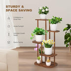 5 Tier Wood Plant Stand for Multiple Plants Indoor Plant Shelf Multi-Tier Flower Pot Holder Corner Display Rack