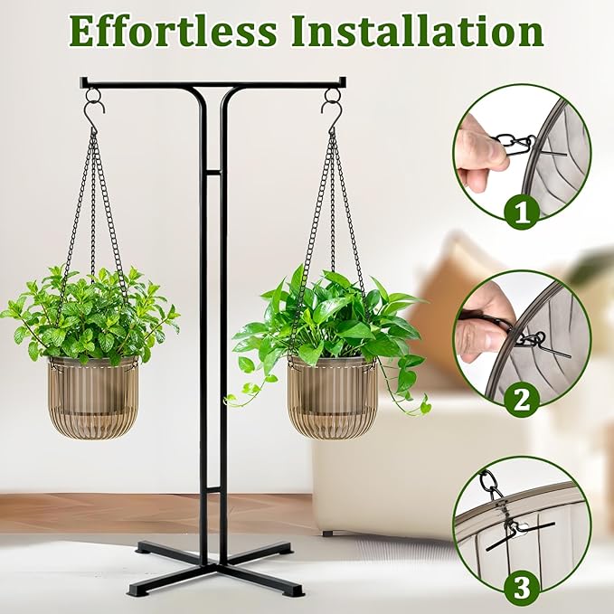 Halatool 2 Pack Self Watering Hanging Planters for Indoor Plants- 6.5 Inch Outdoor Hanging Flower Pots with 2 Metal Chains for Garden Home Wall Decor (Starry Gray)