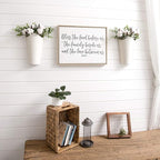 Mkono Galvanized Metal Wall Planter Farmhouse Wall Vase for Artificial Plants Flowers, Rustic Hanging Fake Flowers Holder Country Home Bedroom Living Room Decor Set of 2, White, Small