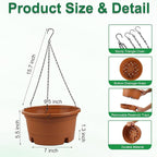 4 Pack 10 Inch Hanging Planters for Indoor Plants, Hanging Baskets for Plants Outdoor with Removable Tray, Plastic Round Hanging Flower Pots with Drainage Holes for Garden Home Decoration (Terracotta)