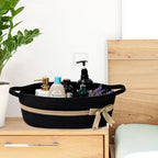 CHICVITA Baby Gift Basket Small Woven Baskets for Organizing, Black Storage Basket for Toys, Towels, Diapers, Decorative Baskets for Nursery, 13 x 9.8 x 5 inches