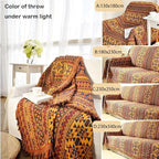 Boho Throw Blanket for Couch Chair, 100% Thick Cotton Southwest Aztec Single Seater Sofa Cover Throw - Reversible Hippie Decor Bohemian Blanket for Bed Tapestry Outdoor Camping. 51″×71″