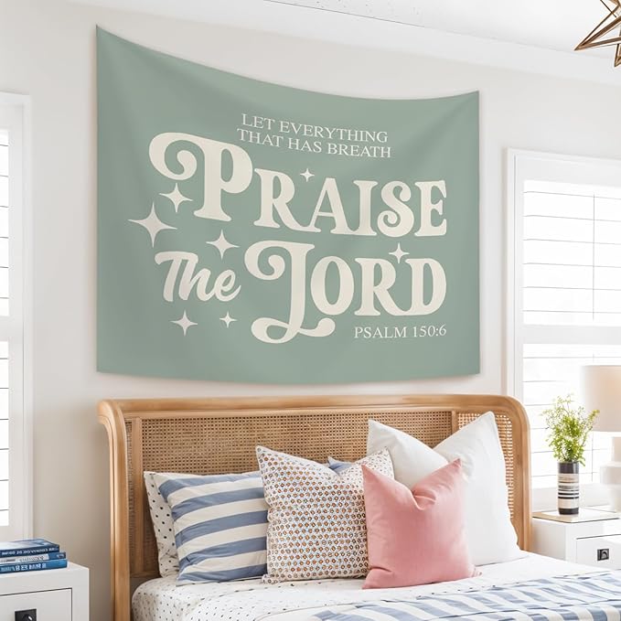 STHTTSW Sage Green Christian Bible Wall Tapestry, Inspirational Wall Decor, Wall Art Home Decor, Christian Gift for Women, Tapestry for Bedroom, Living Room Dining Room Office, 50x60 Inch