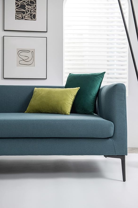 Euro Sham Covers 24x24 Green: Pack of 2 Cozy Soft Velvet Square Modern Luxury Decorative Throw Pillow Cases for Sofa Couch Living Room Bed Home Decor Christmas