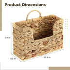 Woven Water Hyacinth Wall Basket - Hanging Magazine Holder & Mail Organizer, Natural Wicker Wall Storage Pocket for Files, Books, Entryway & Office Decor