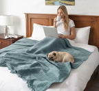 KyraHome 100% Organic Cotton Muslin Blankets, 90"x90" Queen, Pre-Washed, Breathable Lightweight Gauze Cotton Blanket for Couch, Adults, All Season (Slate Blue)