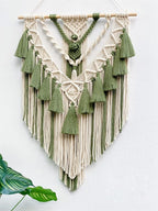 BMIDRUT Hanging Macrame Tapestry Woven Boho Wall Art Handmade Macrame Tapestry Home Wall Decor Wall Pediment 18x30 Inch (Green)