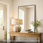 48''x36'' Extra Large Black Bathroom Mirror, Metal Framed Vanity Mirror for Wall, Wide 36x48 Rectangular Mirror Over Sink, Industrial Decor, Flush Mount